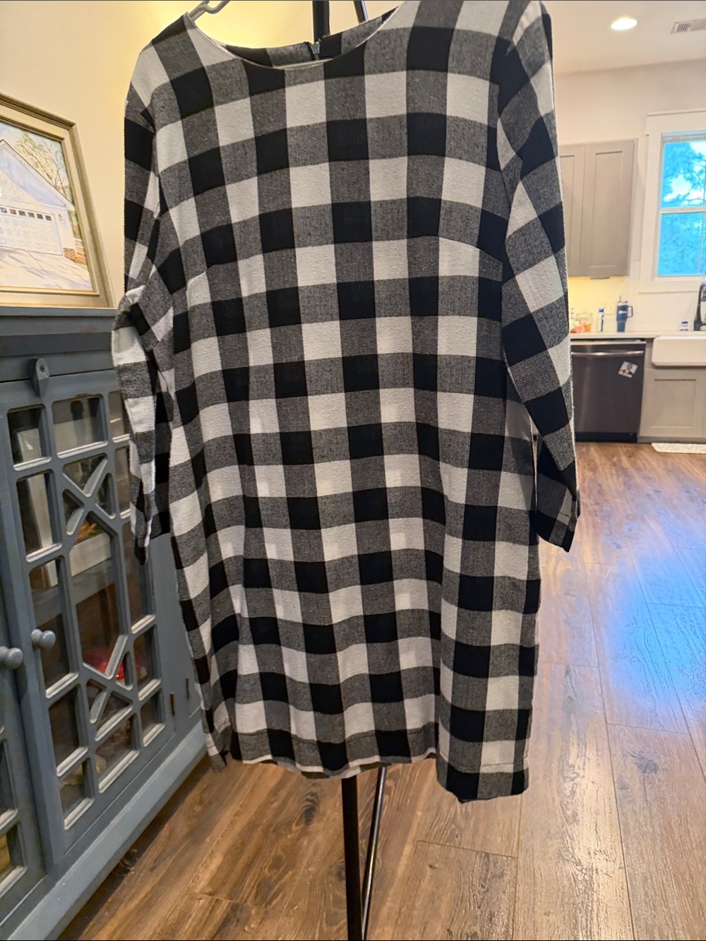 Charlie Paige Black & White Plaid Dress
